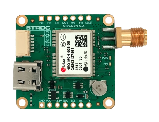 Front view of the NEO-M9N-BOB GPS breakout board