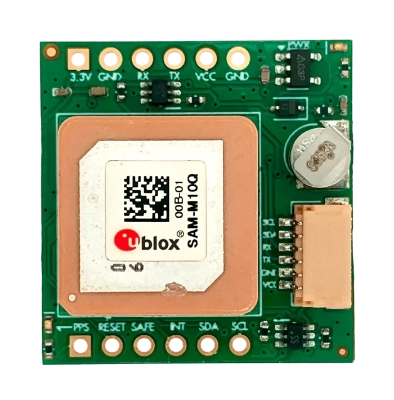 Front view of the SAM-M10Q-BOB GNSS breakout board